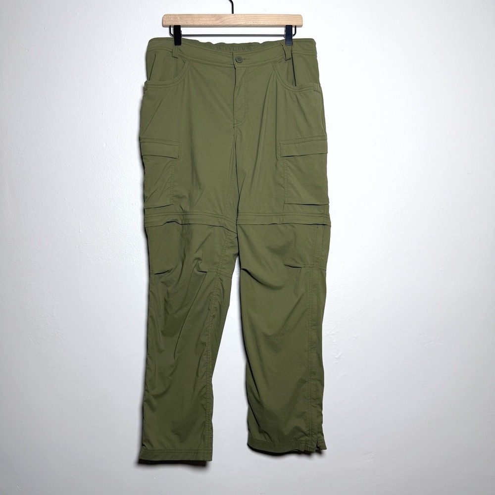 REI Co-Op Womens Cargo‎ Pants 16 Green Outdoors Hiking Nylon Zip Utility Fishing